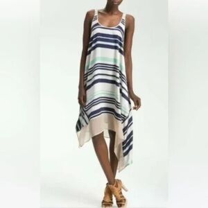 Elizabeth and James Navy and Mint Asymmetrical Dress